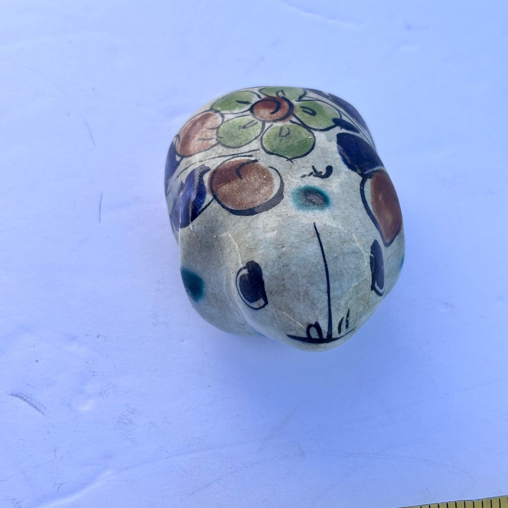 Tonala Mexico Hand Painted Pottery FrogVintage Floral Ceramic Whimsy Fairy Gift